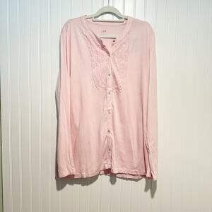 J Jill Pink Chiffon Bib Knit Tunic Top NEW Size XL